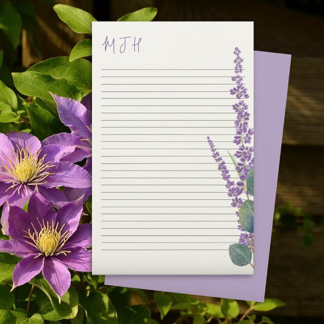 Lavender Eucalyptus-länkat monogram-skrivpapper Brevpapper (Skapare uppladdad)