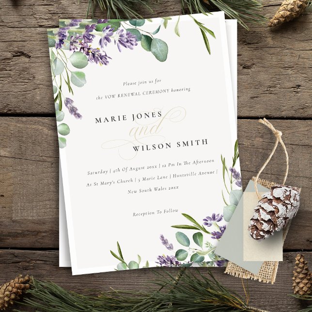 Lavender Eucalyptus Leafy Bunch Vow Renewal Inbjud Tack Kort (Skapare uppladdad)
