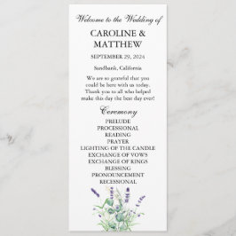 Lavender Eucalyptus Lila Blommigt Sage Bröllop Program