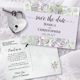 Lavender & Eucalyptus Lila Bröllop spara datum Meddelande Vykort