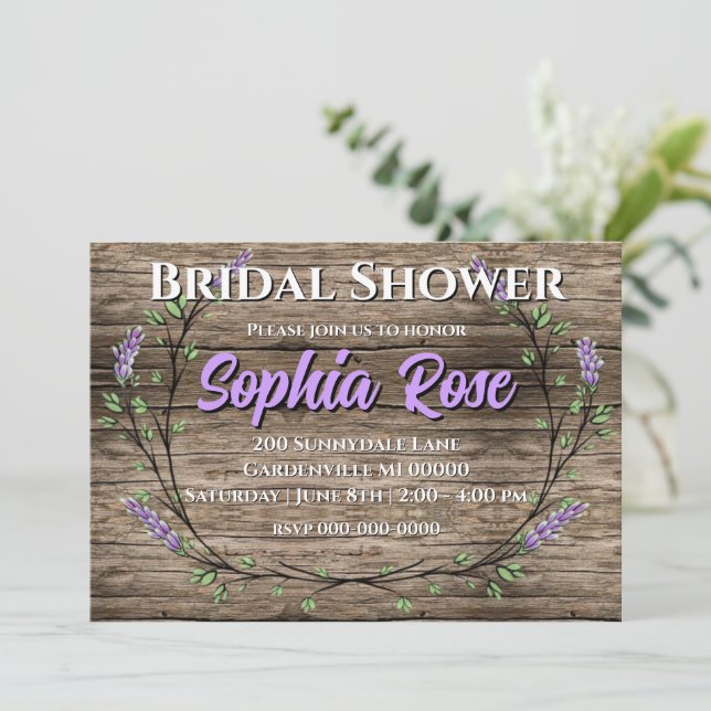 Lavender Eucalyptus romantic rustic Möhippa Inbjudningar (Stående Fram)