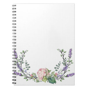 Lavender Eucalyptus rosa blommigt ro peonies Anteckningsbok