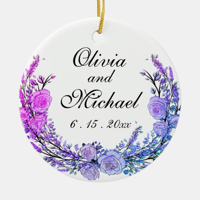 Lavender, Eucalyptus, rosa lila teal ro Julgransprydnad Keramik (Framsidan)