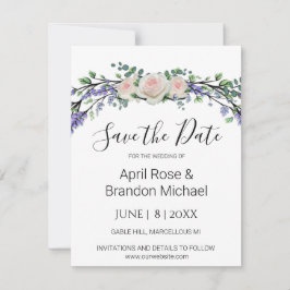 Lavender Eucalyptus rosa vit ros Spara datum Datumet