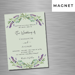 Lavender eucalyptus sage grönt lyxury bröllop magnetisk inbjudningskort