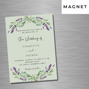 Lavender eucalyptus sage grönt lyxury bröllop magnetisk inbjudningskort
