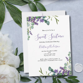 Lavender Eucalyptus Sweet sixteen 16 Birthday Inbjudningar