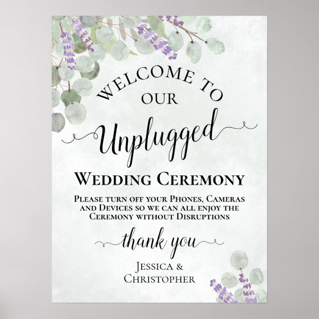Lavender Eucalyptus Unplugged Bröllop Ceremony Poster (Framsidan)