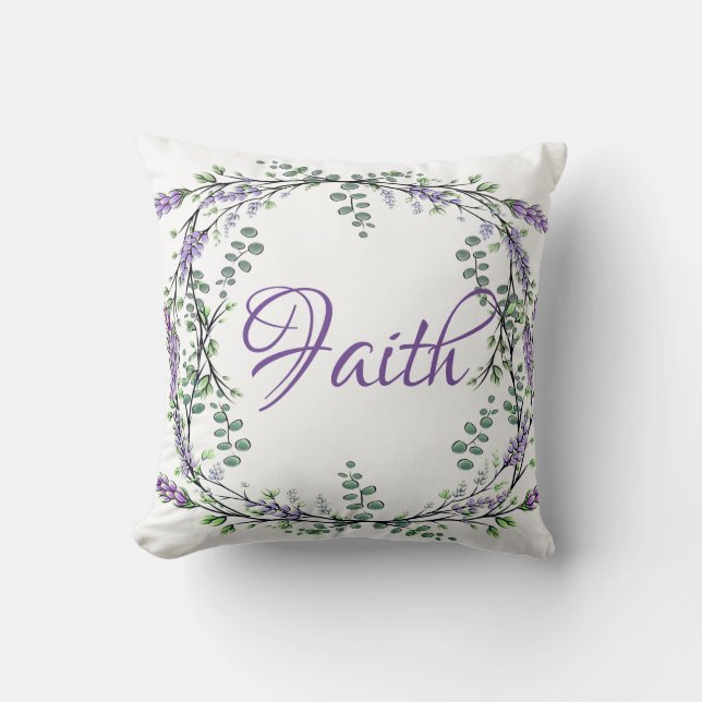 Lavender Eucalyptus vattencolor boho Kudde (Framsida)