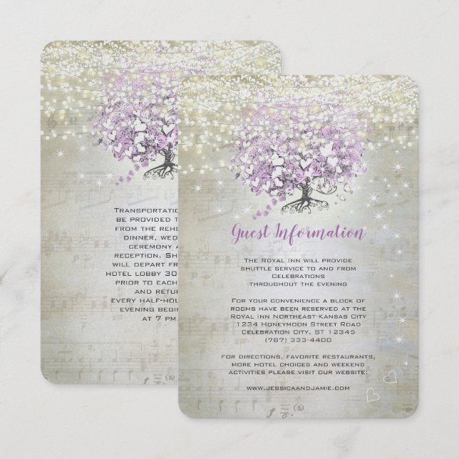 Lavender Fairytale Ljus och Stars Bröllop Inbjudningar (Fram/baksida)