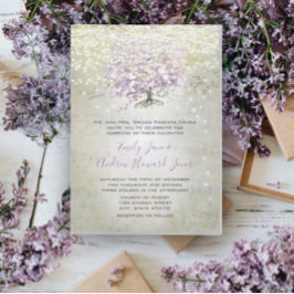 Lavender Fairytale Ljus och Stars Bröllop Inbjudningar