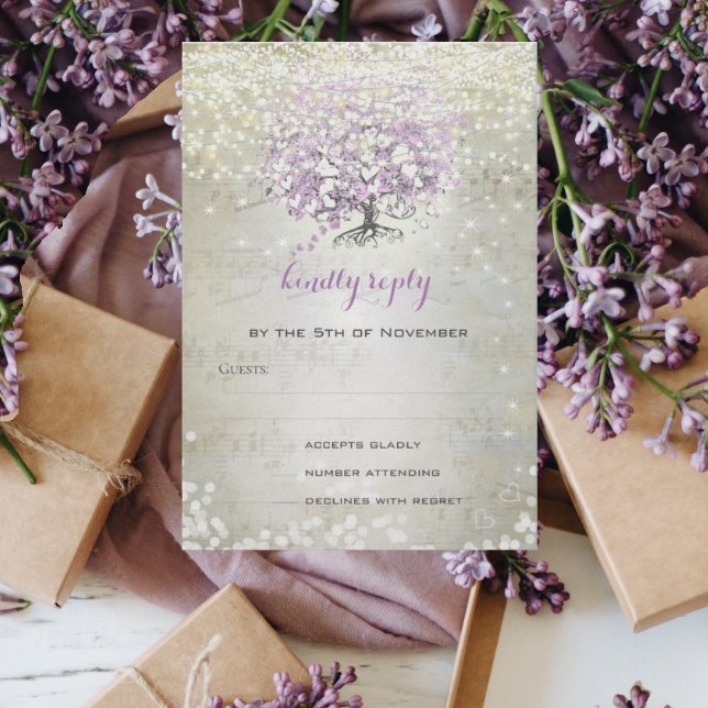 Lavender Fairytale Ljus och Stars Bröllop OSA Kort (Skapare uppladdad)