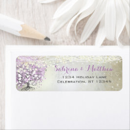 Lavender Fairytale Ljus och Stars Bröllop Returadress Etikett