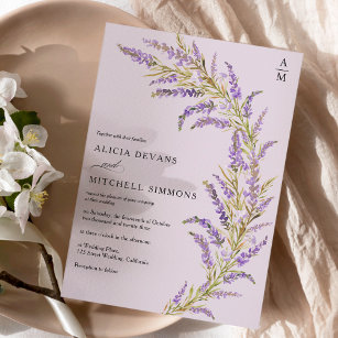 Lavender Fall blommigt under hösten bröllop Inbjudningar