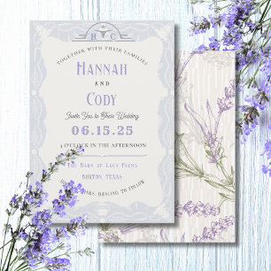 Lavender Fält av Blue Western bröllopsinbjudan Inbjudningar