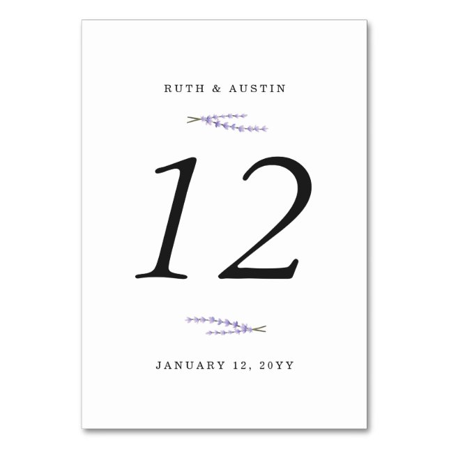 Lavender Fält Bordsnummer (Framsidan)