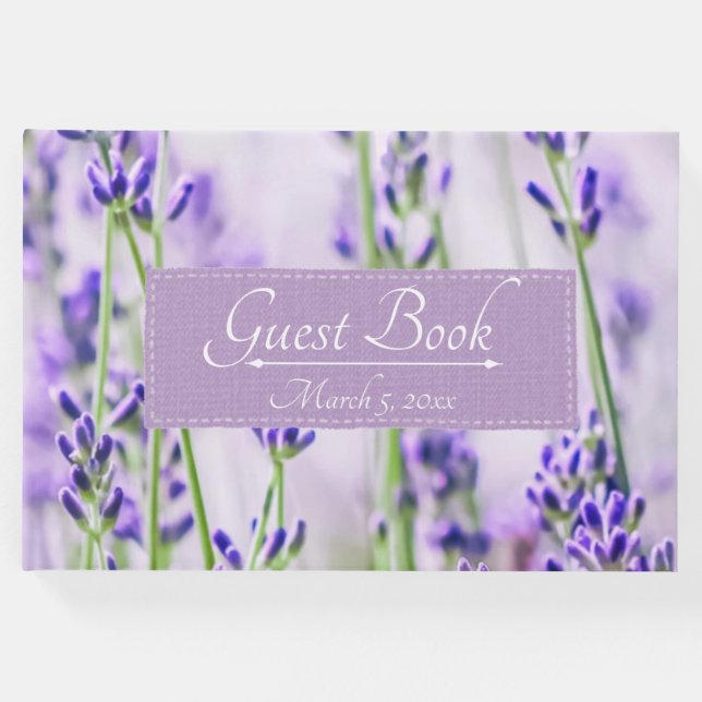 Lavender Fält Bröllop Guest Bok (Framsida)