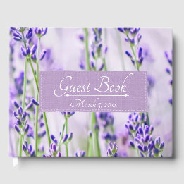 Lavender Fält Bröllop Guest Bok