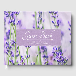 Lavender Fält Bröllop Guest Bok