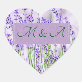 Lavender Fält Bröllop Heart Stickers Hjärtformat Klistermärke