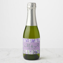 Lavender Fält Bröllop Mini Sparkling Vin etikett