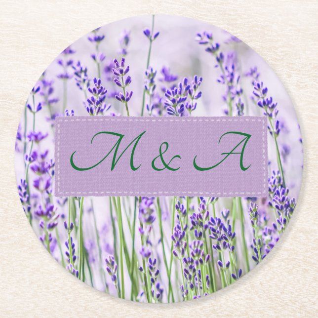 Lavender Fält Bröllop Round Papper Underlägg Rund (Framsidan)