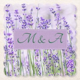 Lavender Fält Bröllop Scalloped Papper Underlägg