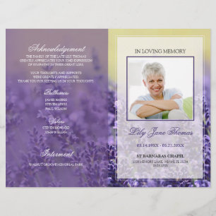 Lavender Fält Funeral Program I lagringsminne