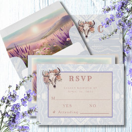 Lavender Fält i Blue Western Bröllop OSA Kort