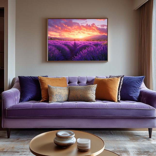 Lavender Fält i Provence Canvastryck (Lavender Field Artwork)