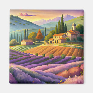 Lavender fält i Provence. Magnet