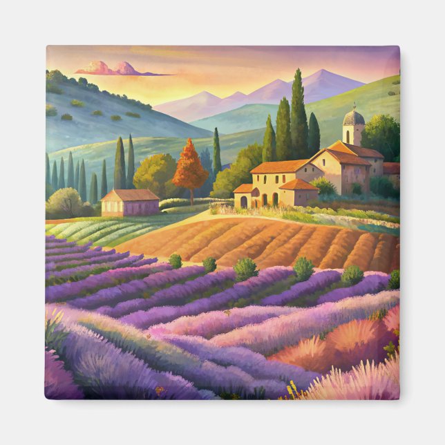 Lavender fält i Provence. Magnet (Framsidan)