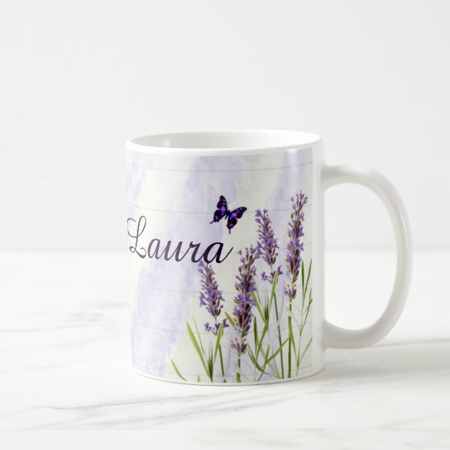 Lavender fält kaffe personlig mugg (Höger)