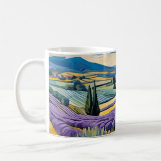 Lavender fält kaffemugg
