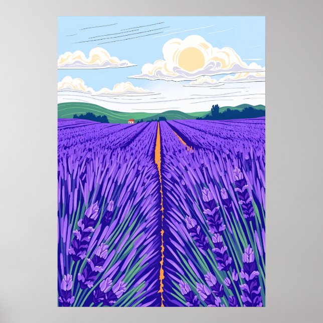 Lavender Fält Poster (Framsidan)