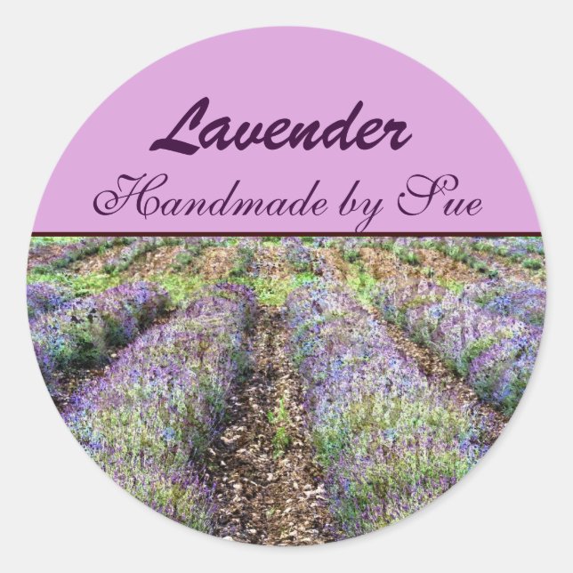 lavender fält runt klistermärke (Framsida)