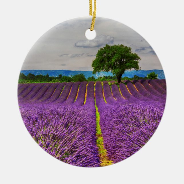 Lavender Fält scenic, Frankrike Julgransprydnad Keramik (Framsidan)