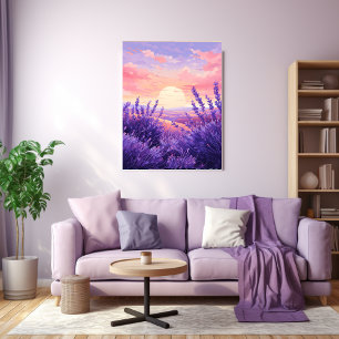 Lavender Fält Sunset Canvastryck