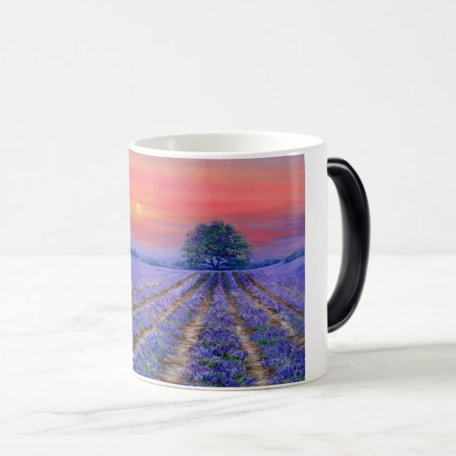 Lavender Fält vid Sunset Magisk Mugg (Framsida höger)