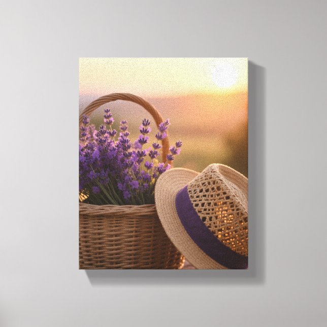 Lavender Fält vid Sunset - Serene Lila liggande Canvastryck (Framsida)