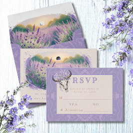 Lavender Fält Western Boho Bröllop OSA Card Kort