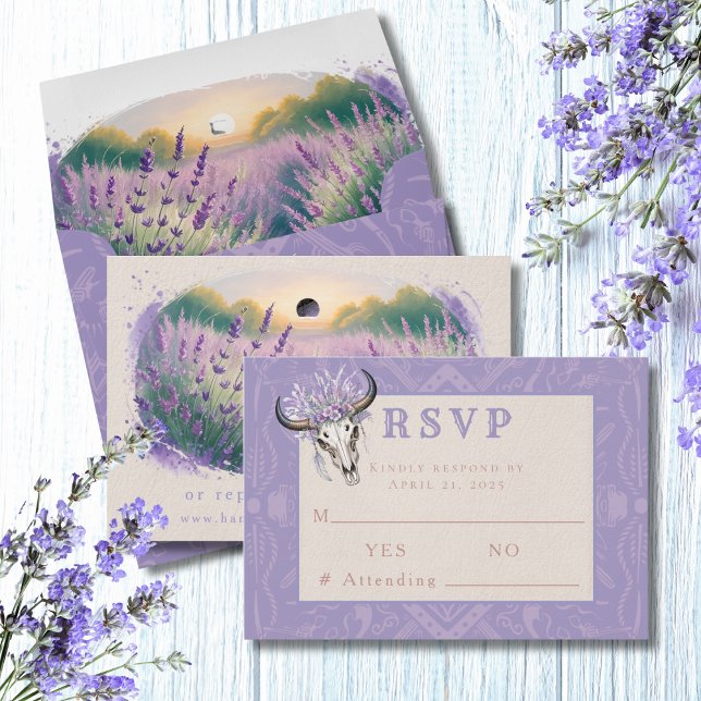 Lavender Fält Western Boho Bröllop OSA Card Kort (Skapare uppladdad)