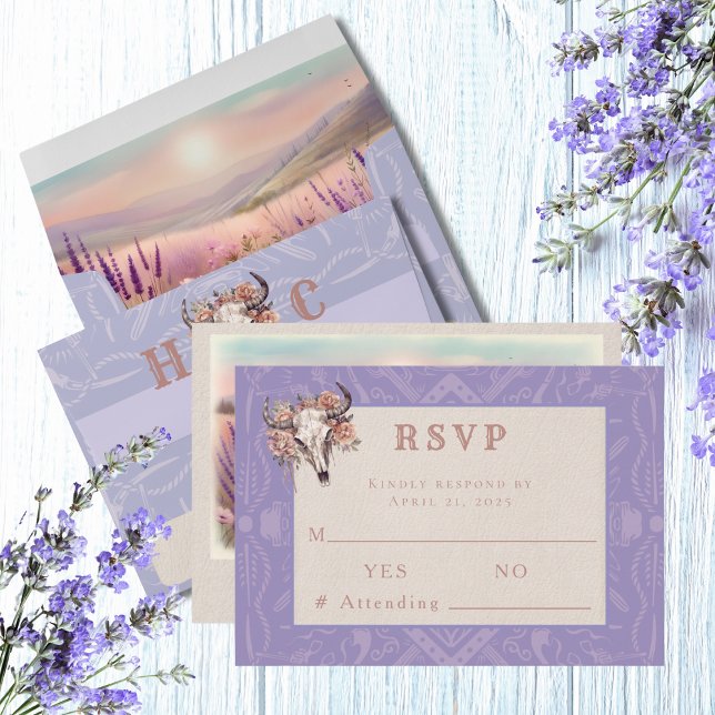 Lavender Fält Western Bröllop Response OSA kort (Skapare uppladdad)