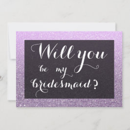 Lavender Faux Glitter blir min bridesmaid Inbjudningar