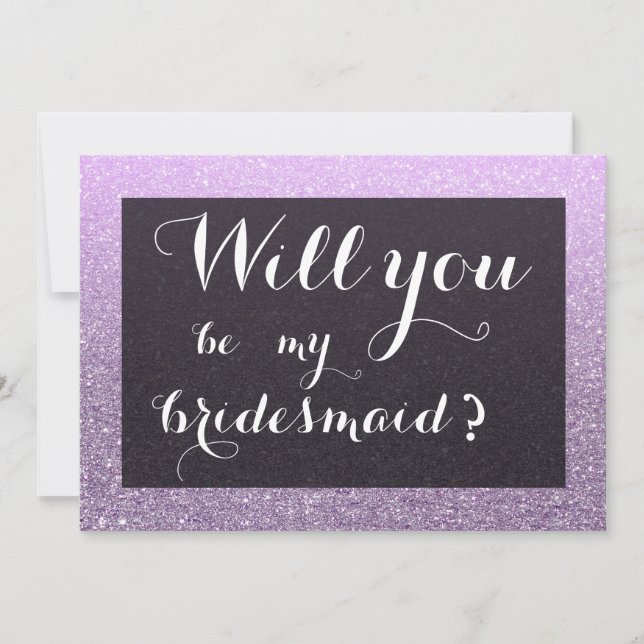 Lavender Faux Glitter blir min bridesmaid Inbjudningar (Framsida)