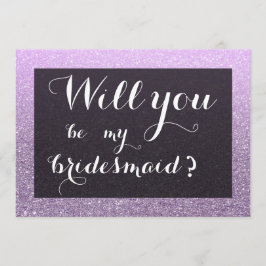 Lavender Faux Glitter blir min bridesmaid Inbjudningar