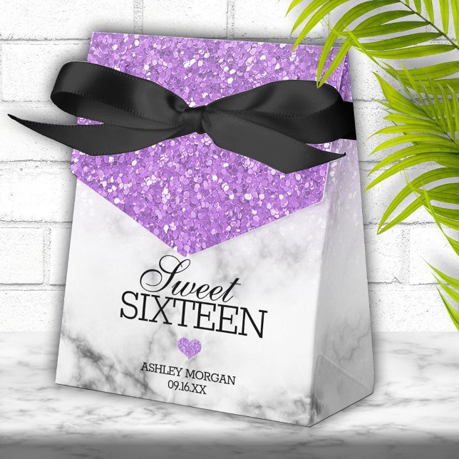 Lavender Faux Glitter/Marble Sweet 16 Presentaskar (Skapare uppladdad)