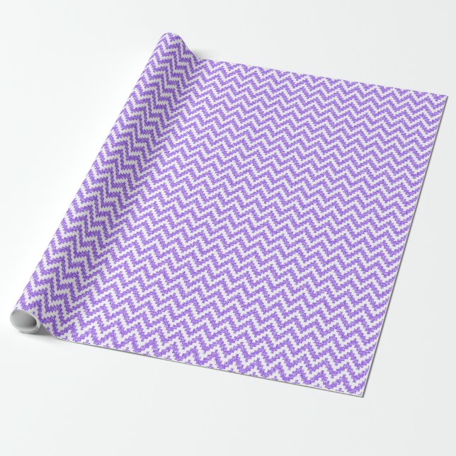 Lavender Faux Glitter och White Ikat Chevron Presentpapper (Utrullad)