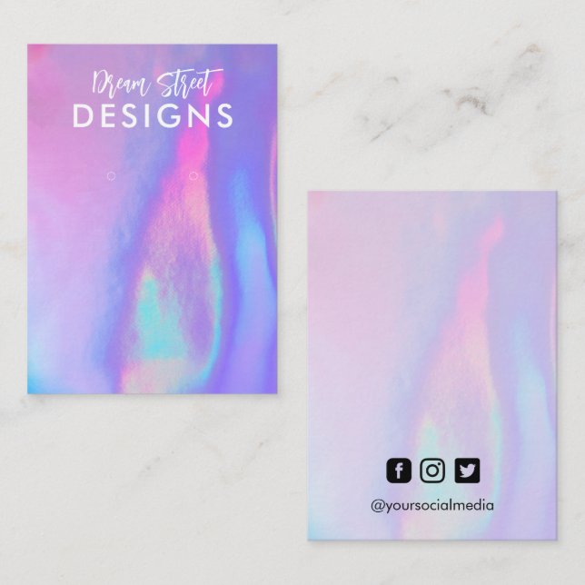 Lavender Faux Holo Earring Visning Card Visitkort (Fram/baksida)