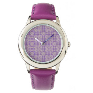 Lavender Faux Snöre Stainless Steel Lila Armbandsur